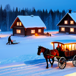 Cozy Winter Scene in Russia**

"A picturesque view of a snow-covered Russian village at twilight, featuring traditional wooden houses with warm lights glowing in the windows, a horse-drawn sleigh making its way down a snowy path, children building a snowman in the foreground, appropriate attire for winter, safe for work, perfect anatomy, correct proportions, natural pose, professional photography, high quality, realistic style, family-friendly."

**